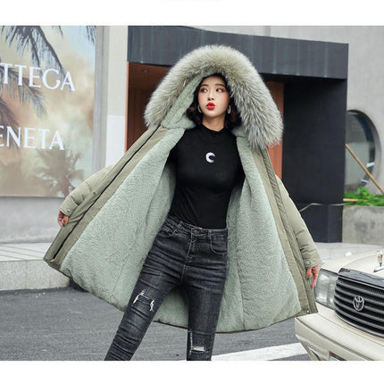 Women's Warm Winter Coat Thicken Fleece Lined Parka Jackets with Faux Fur Hood