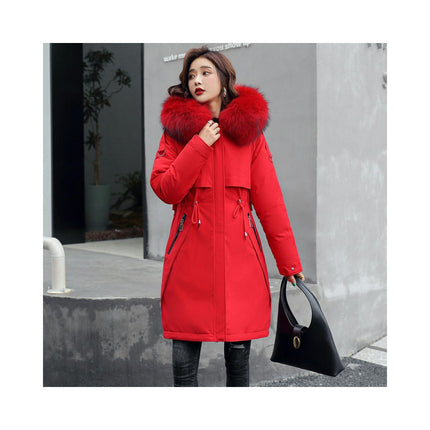 Women's Warm Winter Coat Thicken Fleece Lined Parka Jackets with Faux Fur Hood