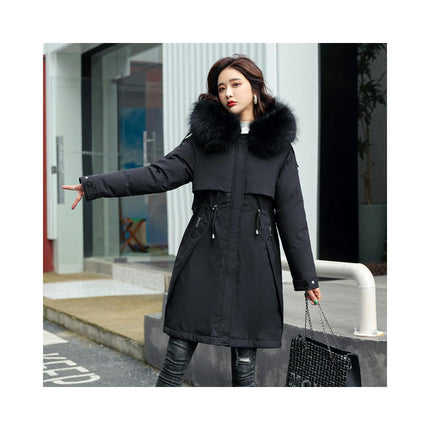 Women's Warm Winter Coat Thicken Fleece Lined Parka Jackets with Faux Fur Hood