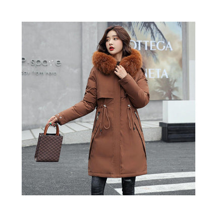 Women's Warm Winter Coat Thicken Fleece Lined Parka Jackets with Faux Fur Hood