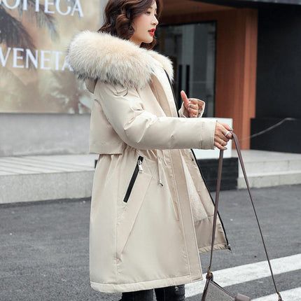 Women's Warm Winter Coat Thicken Fleece Lined Parka Jackets with Faux Fur Hood