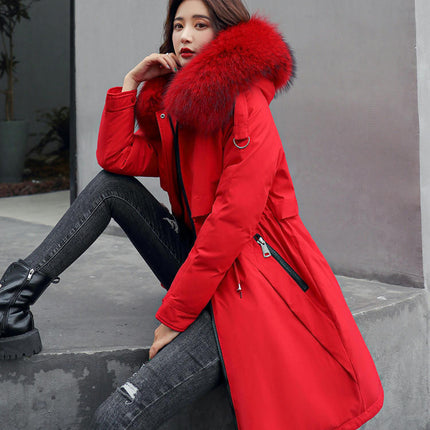 Women's Warm Winter Coat Thicken Fleece Lined Parka Jackets with Faux Fur Hood