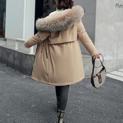 Women's Warm Winter Coat Thicken Fleece Lined Parka Jackets with Faux Fur Hood