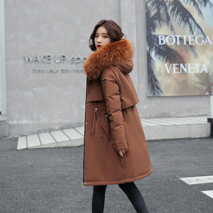 Women's Warm Winter Coat Thicken Fleece Lined Parka Jackets with Faux Fur Hood