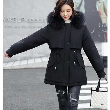 Women's Parka Thicken Fleece Lined Winter Coat Jacket with Faux Fur Hood