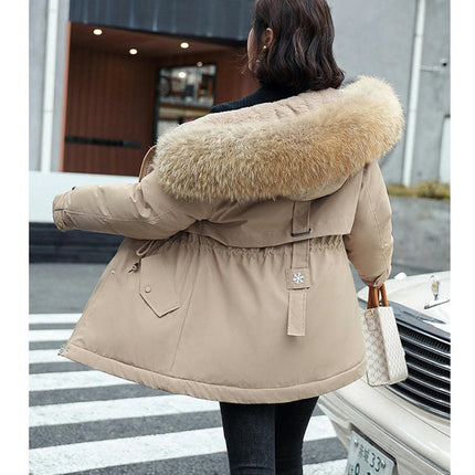 Women's Parka Thicken Fleece Lined Winter Coat Jacket with Faux Fur Hood