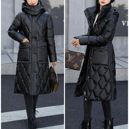 Women's Thickened Winter Down Coat Hooded Long Puffer Jacket