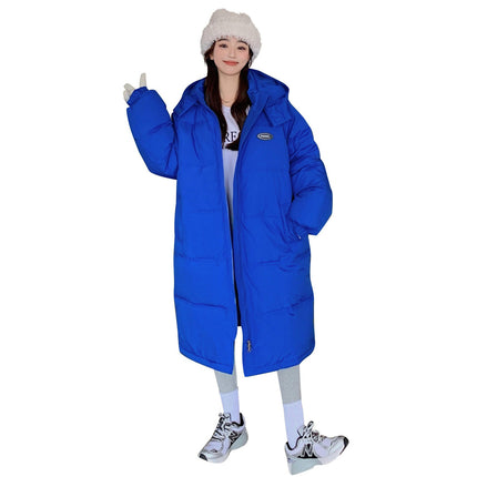 Womens Padded Long Puffer Coat Long Sleeve Winter Down Hooded Jacket