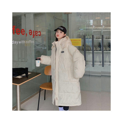 Womens Padded Long Puffer Coat Long Sleeve Winter Down Hooded Jacket