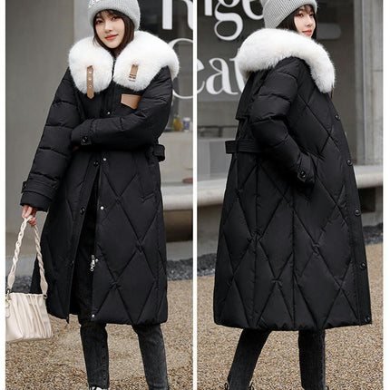 Womens Long Winter Thicken Down Coat Puffer with Faux Fur Trim