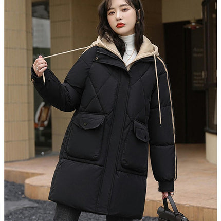 Women's Winter Thickened Down Coat Hooded Puffer Long Jacket