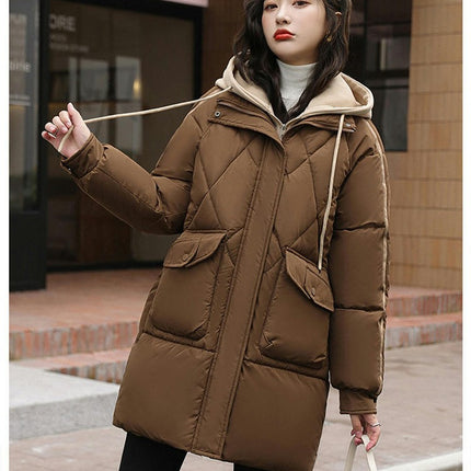 Women's Winter Thickened Down Coat Hooded Puffer Long Jacket