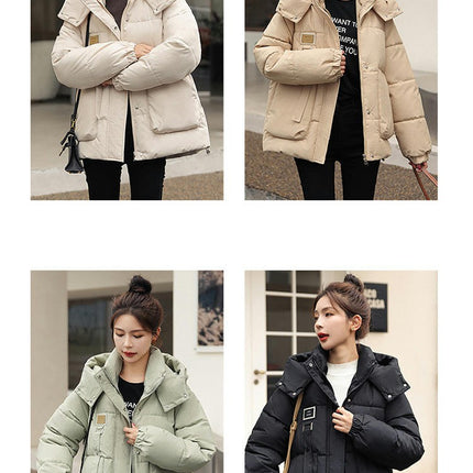 Women Winter Warm Down Jacket Thickened Hood Short Down Coat