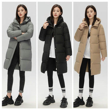 Long Winter Down Coats for Women Thickened Hooded Puffer Jacket