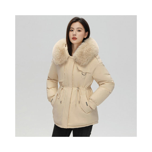 Women's Fleece Lined Parka Coat Winter Thicken Jacket with Faux Fur Hood