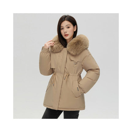 Women's Fleece Lined Parka Coat Winter Thicken Jacket with Faux Fur Hood