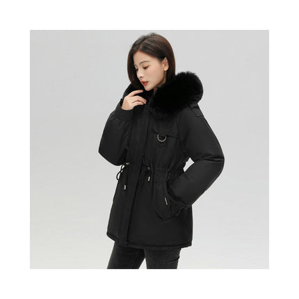 Women's Fleece Lined Parka Coat Winter Thicken Jacket with Faux Fur Hood