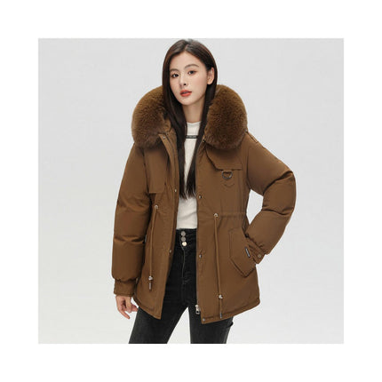 Women's Fleece Lined Parka Coat Winter Thicken Jacket with Faux Fur Hood