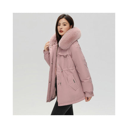 Women's Fleece Lined Parka Coat Winter Thicken Jacket with Faux Fur Hood