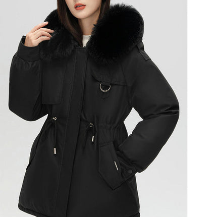 Women's Fleece Lined Parka Coat Winter Thicken Jacket with Faux Fur Hood