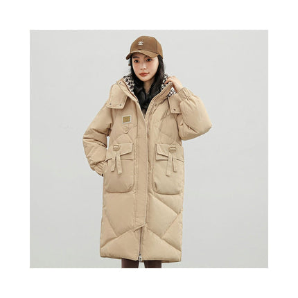 Women's Hooded Winter Down Coat Thickened Mid Length Puffer Jacket