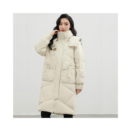 Women's Hooded Winter Down Coat Thickened Mid Length Puffer Jacket