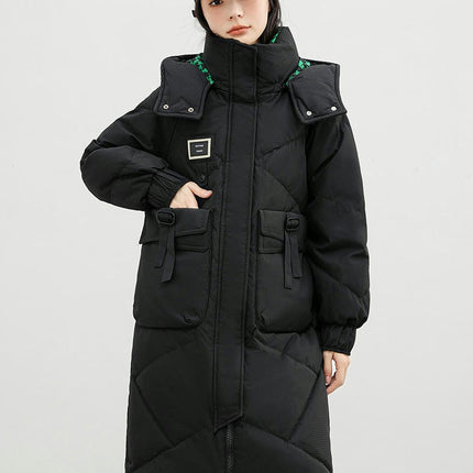 Women's Hooded Winter Down Coat Thickened Mid Length Puffer Jacket