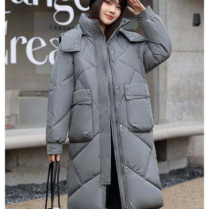 Womens Long Puffer Coat Long Sleeve Padded Winter Down Coats Hooded Jacket