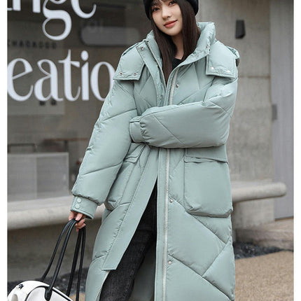 Womens Long Puffer Coat Long Sleeve Padded Winter Down Coats Hooded Jacket