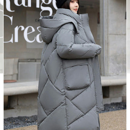 Womens Long Puffer Coat Long Sleeve Padded Winter Down Coats Hooded Jacket