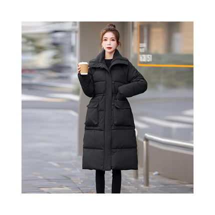 Women Long Coat Long Sleeve Puffer Jacket Padded Warm Winter Outerwear