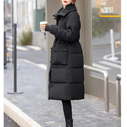 Women Long Coat Long Sleeve Puffer Jacket Padded Warm Winter Outerwear