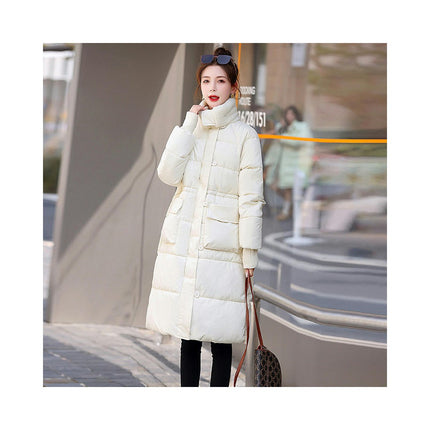 Women Long Coat Long Sleeve Puffer Jacket Padded Warm Winter Outerwear