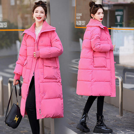 Women Long Coat Long Sleeve Puffer Jacket Padded Warm Winter Outerwear