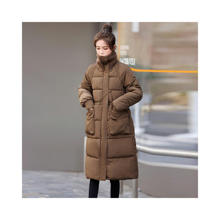 Women Long Coat Long Sleeve Puffer Jacket Padded Warm Winter Outerwear