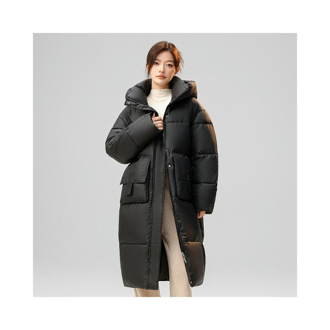 Women's Hooded Long Puffer Jacket Padded Down Coat Winter Outwear