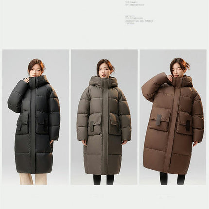 Women's Hooded Long Puffer Jacket Padded Down Coat Winter Outwear