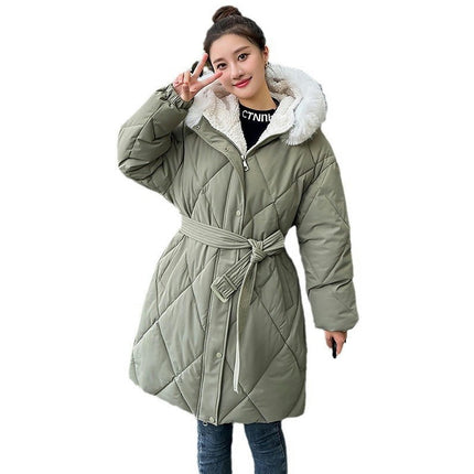 Women's Winter Long Coat Padded Puffer Jacket with Faux Fur Hood