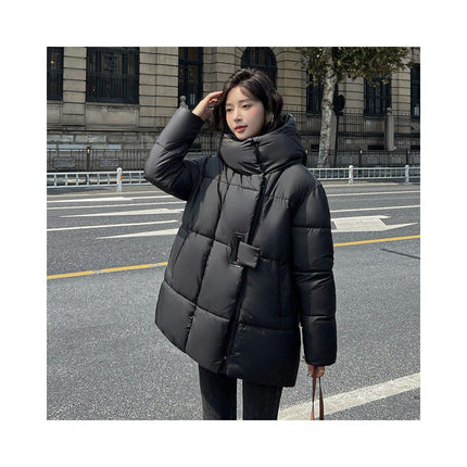 Women Mid Length Hooded Puffer Jacket Winter Padded Warm Coat Outerwear