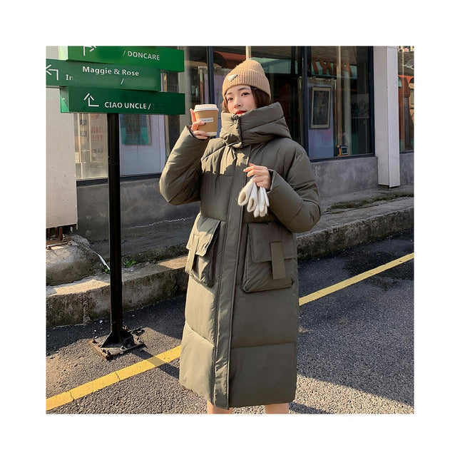 Winter Long Coats for Women Padded Warm Puffer Jacket with Hood