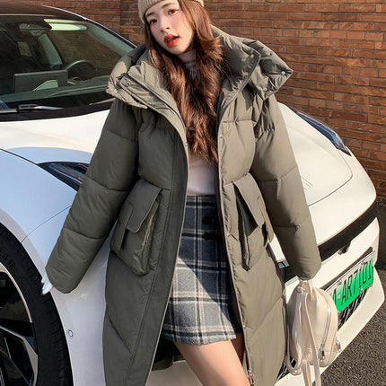 Winter Long Coats for Women Padded Warm Puffer Jacket with Hood