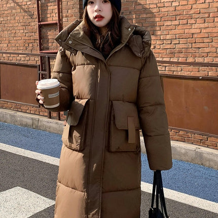 Winter Long Coats for Women Padded Warm Puffer Jacket with Hood