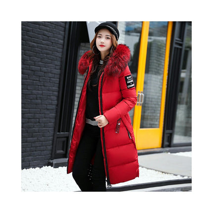 Women's Thicken Winter Puffer Coat Warm Jacket with Faux Fur Hood