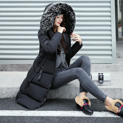 Women's Thicken Winter Puffer Coat Warm Jacket with Faux Fur Hood