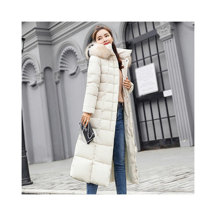 Women's Thickened Long Down Jacket Maxi Puffer Coat with Faux Fur Hood