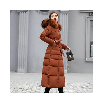 Women's Thickened Long Down Jacket Maxi Puffer Coat with Faux Fur Hood