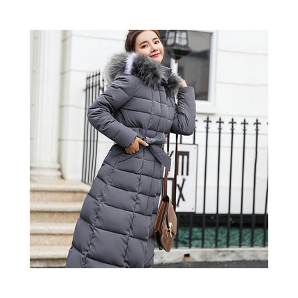 Women's Thickened Long Down Jacket Maxi Puffer Coat with Faux Fur Hood