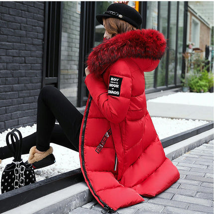 Women's Thicken Winter Puffer Coat Warm Jacket with Faux Fur Hood