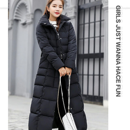 Women's Thickened Long Down Jacket Maxi Puffer Coat with Faux Fur Hood