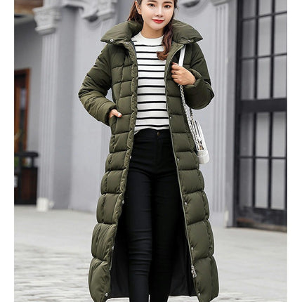 Women's Thickened Long Down Jacket Maxi Puffer Coat with Faux Fur Hood